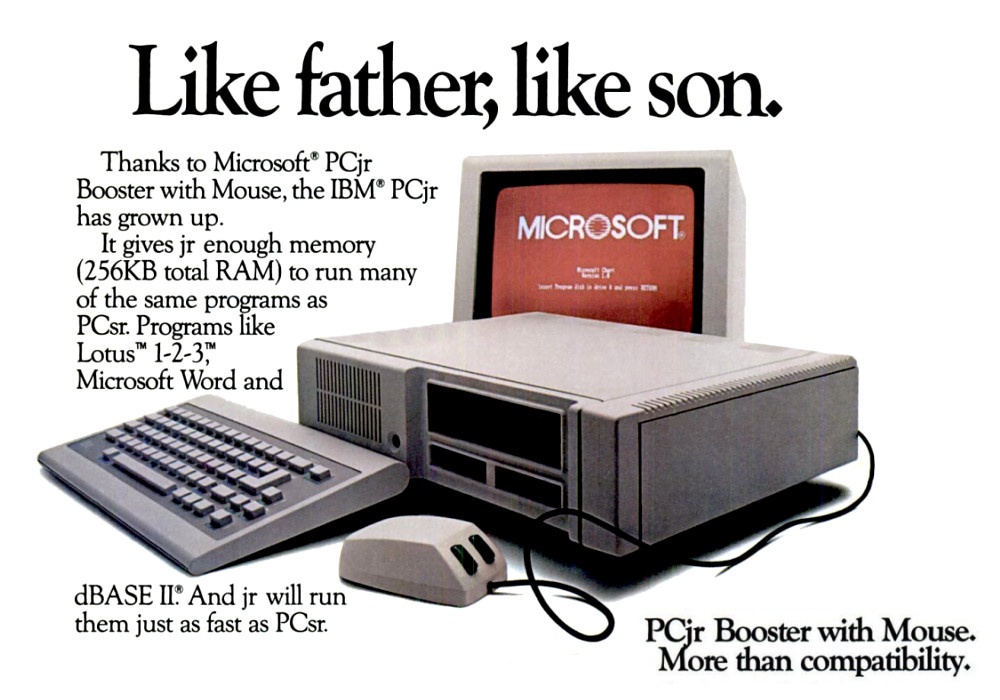 Microsoft PCjr Booster with Mouse Ad (1984)